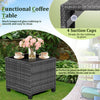 3Pcs Outdoor Conversation Set Garden Furniture Patio Rattan Sofa Table Set Gray