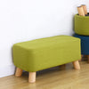 Linen Padded Footrest Rectangle Low Stool Solid Wood Legs Pouffe Seat Ottoman UK