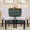 2× PU Leather Padded Dining Chairs Tufted Button Back Wooden Legs Home Office