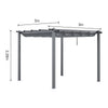 3 x 3(m) Aluminium Pergola with Retractable Roof, Outdoor Garden Gazebo Canopy