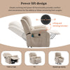 Lift Chair Recliners for Elderly, Armchair Lounge Sofa with Massage & Heat Beige