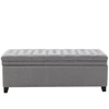 Large Linen Ottoman w/ Storage Button-Tufted Bedroom Bench Hinge End Of Stool