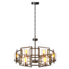6-Light Large Wagon Wheel Chandeliers Drum Pendant Light Fixture for Dining Room
