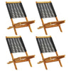 Folding Garden Chairs 4 pcs Black Solid Wood Acacia S9V2