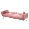 Fabric Sofa Bed Love Seat Sofa Settee Couch with Gold Metal Legs & Cushions Pink