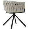 Rotatable Velvet Dining Chair with Metal Legs Kitchen Chair Swivel Modern Beige