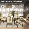 7 PCs Garden Dining Set w/ Umbrella Hole & Cushion, Beige