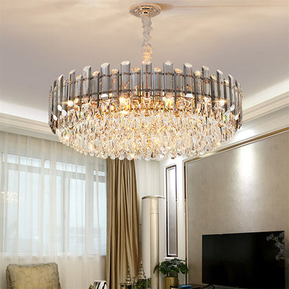 60cm Large Clear Crystal Chandelier Ceiling Light Droplets Pendant Lamp Fixture