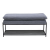 Long Shoe Stool Grey Padded Bench Soft Chair Hallway Seat with Iron Rack Shelf