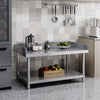 Stainless Steel Food Prep Table Commercial Kitchen Storage Work Top Edges Shelf