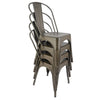 Set of 4 Metal Dining Chairs Industrial Kitchen Chairs Stackable Seat Bronze