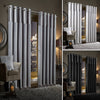 Crushed Velvet Band Curtains PAIR Eyelet Faux Silk Fully Lined Ring Top UK Sizes