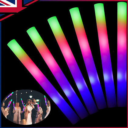 20/40/60/100PCS LED DJ Glow Stick Wands Rally Rave Batons Light Up Foam Sticks
