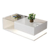 COFFEE TABLE WITH LED LIGHT, HIGH-GLOSS WHITE WITH DRAWER LIVING ROOM FURNITURE