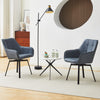 2x Blue Swivel Dining Chairs Faux Leather Padded Seat Dining Room Chair Modern