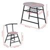 Grey Table + 2 Chairs Set Bistro Set Metal Frame Breakfast Kitchen 2-Tier Table