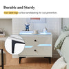 White High Gloss LED Bedside Table Cabinets 2Drawers Nightstand Modern Bedroom