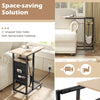 Bedroom End Table Couch Side Table w/Storage Pocket & Lockable Casters-Grey