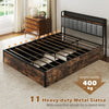 Chic King Bed Platform Bed with LED Lights & USB Power Outlets