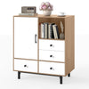 Kitchen Buffet Sideboard Mid Century Storage Cabinet with 4 Drawers Natural