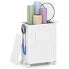 Foldable Storage Box Rolling Yoga Mat Storage Basket w/4 Wheels-White