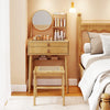 Vanity Desk with Mirror Makeup Table with 2 Drawers Open Storage Shelves