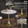 Round Dining Table Marble Modern Tulip Table Slate Tabletop Golden Pedestal Base