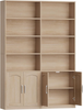 Bookcase 6 Tier Bookshelf with Doors Tall Storage Cupboard Display Unit Oak Home