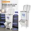 Kitchen Rubbish Waste Bin Recycling Dual Multi Compartment Pedal Dustbins Wheels