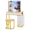RGB Vanity Table Set w/ Wireless Charging Station-White