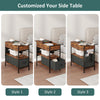 Sofa Side Table 3-Tier Flip Top End Table Storage Drawer with Charging Station