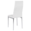 Set of 4 Modern Kitchen Dining Chairs White Faux Leather High Back Chrome Legs