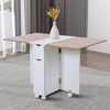 Kitchen Mobile Drop Leaf Dining Table Folding Desk Storage Open Shelves On Wheel
