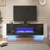 70inch TV Stand Cabinet & 36" Electric Fireplace 12 LED Lights Furniture Storage