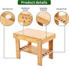 Bamboo Small Stool for Kids or Adults Foot Rest Shaving Step Stool with Storage