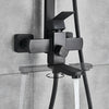 Bathroom Shower Mixer Set 8'' Square Black Taps Twin Over Head Exposed Valve Bar