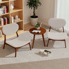 Set of 2 Accent Chairs with Side Table Upholstered Living Room Chairs Beige