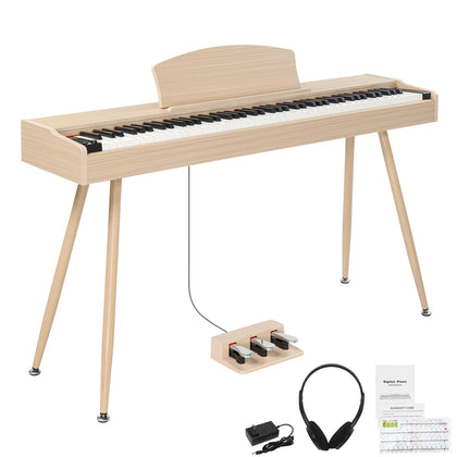 88 Key Weighted Digital Piano with Metal Stand Power Adapter Triple Pedals