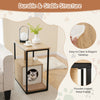 Indoor Cat Furniture End Table Cat House Wooden Cat Scratch Side Table-Natural
