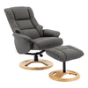 The Mandalay Swivel Recliner Chair & Footstool in Cinder Genuine Leather