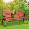 Convertable 3-Seater Wood Bench Table Garden w/ Armrests Orange