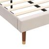 Upholstered Platform Bed 3ft Single Bed Frame with Headboard and wing Side Beige