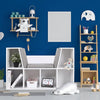 Kids Bookcase Storage Cushioned Reading Seat Shelving Unit Six Cubes Organiser