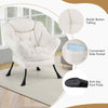 Upholstered Sherpa Reading Chair Accent Sofa Chair Set w/Footrest-Beige