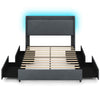 Costway King Size 5FT Bed Frame Upholstered Platform Bed with LED Lights