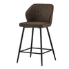 Set of 2 Bar Stools Faux Leather Seat Counter Stools Back Bar Stools