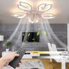 LED Ceiling Fan Light Dimmable Chandelier Living Room Lamp With Remote Sigkeoxit