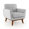 Modern Accent Chair Upholstered Linen Fabric Armchair w/ Cushion