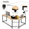 L-Shaped Corner Computer Desk Office Writing Workstation w/ CPU Stand Natural