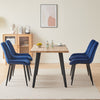 Set of 2 Velvet Dining Chairs Padded Seat Kitchen Chairs Metal Leg Blue Grey